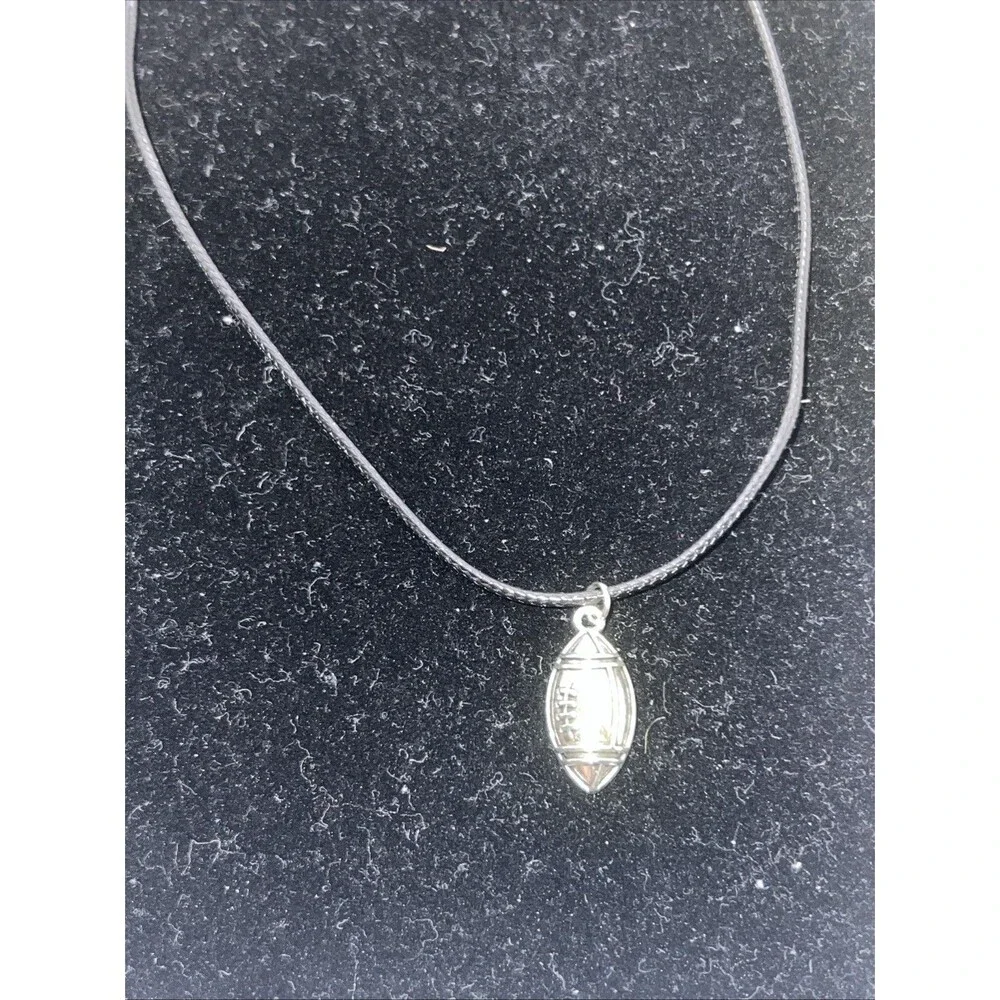 Football Necklace Rope sterling silver Charm Finish Silver Play Ball New